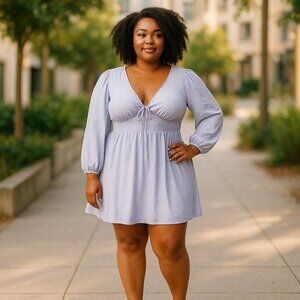 Copper Key Womens XL Floral Print Long Sleeve Smocked Waist Dress Cottagecore